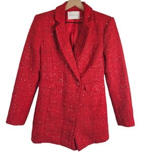 Women's Red Tweed Blazer by Balmain